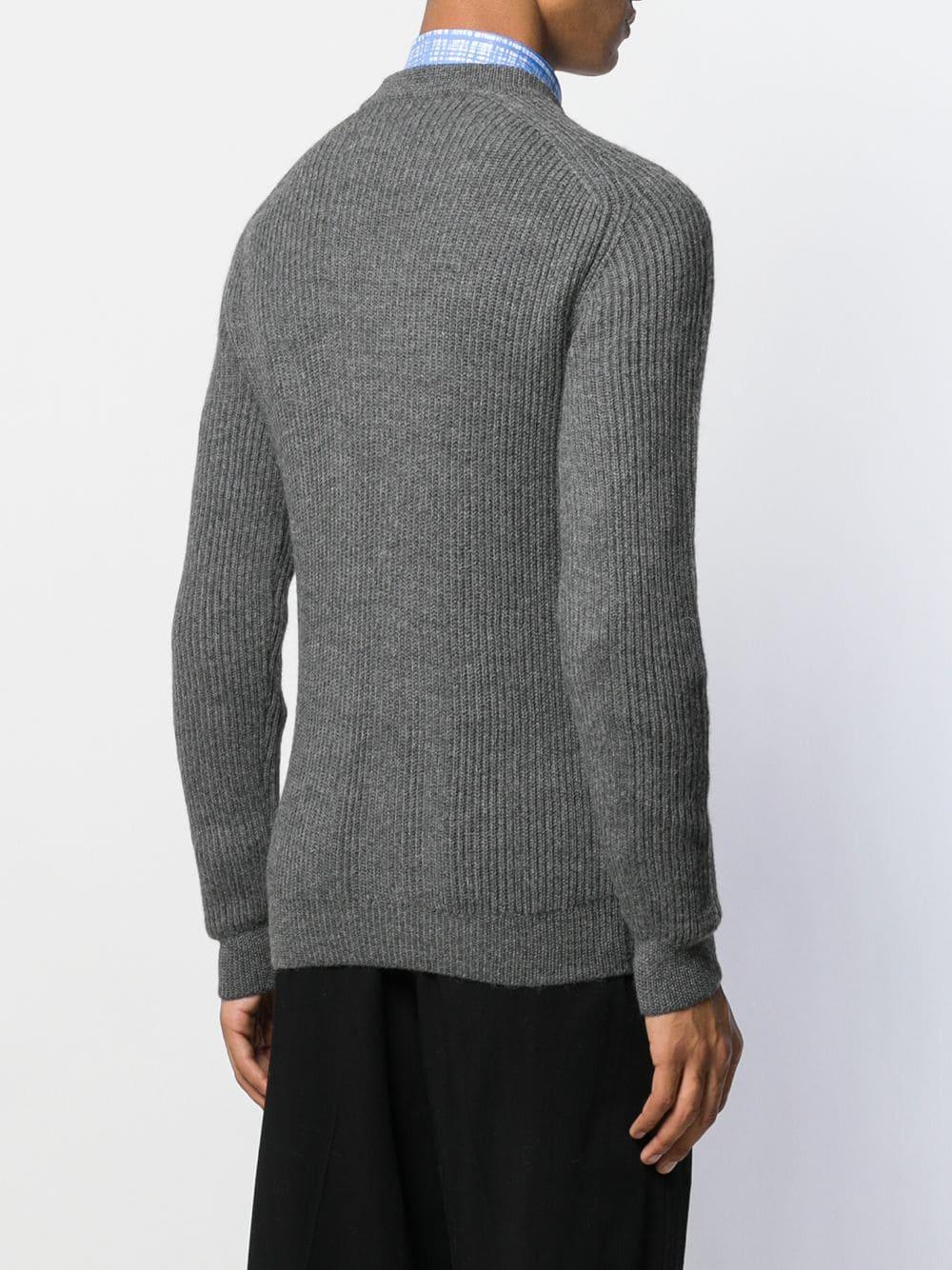 Prada Wool Ribbed Jumper in Grey (Gray) for Men - Lyst
