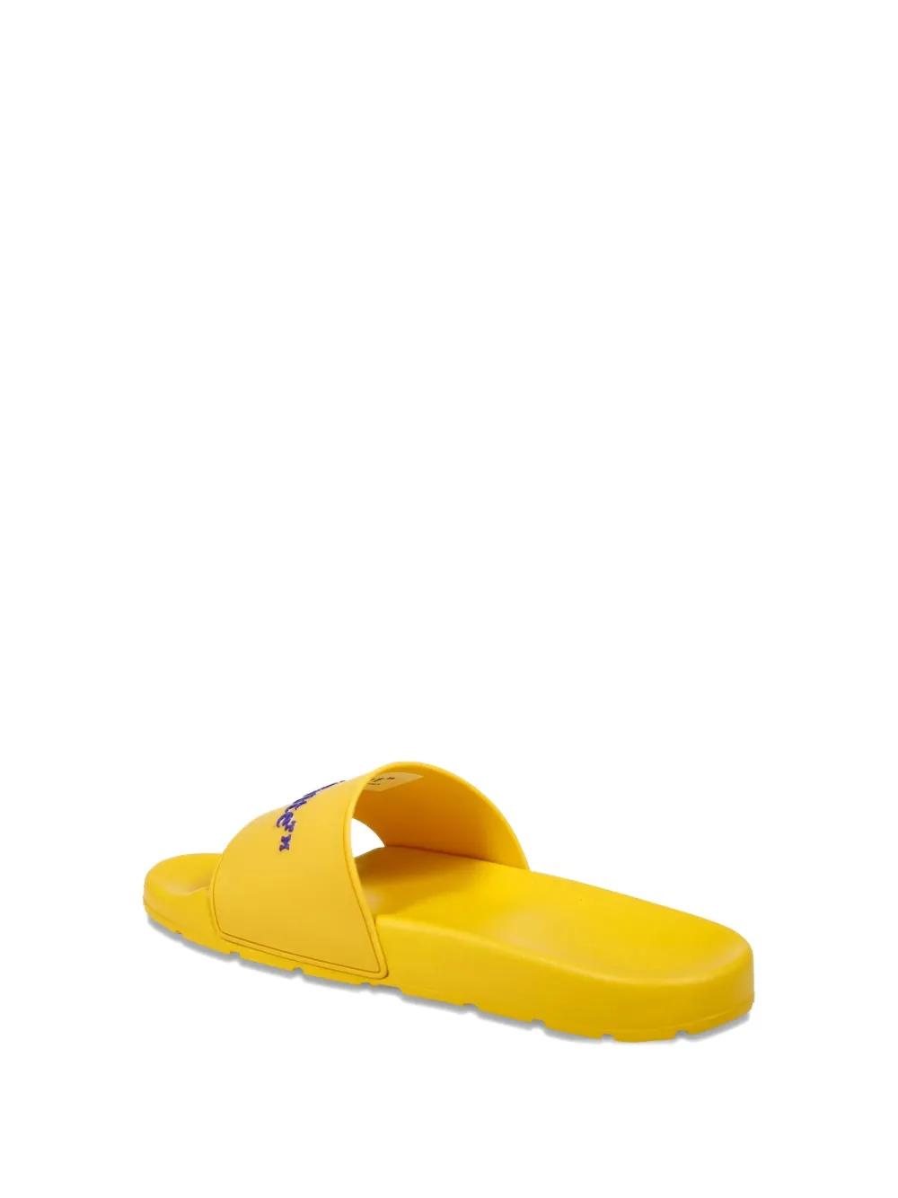 サンダル・ミュール Bulky Slides - Off White - Black/Yellow - Leather OFF-WHITE Industrial Belt Slides Black Yellow Men's