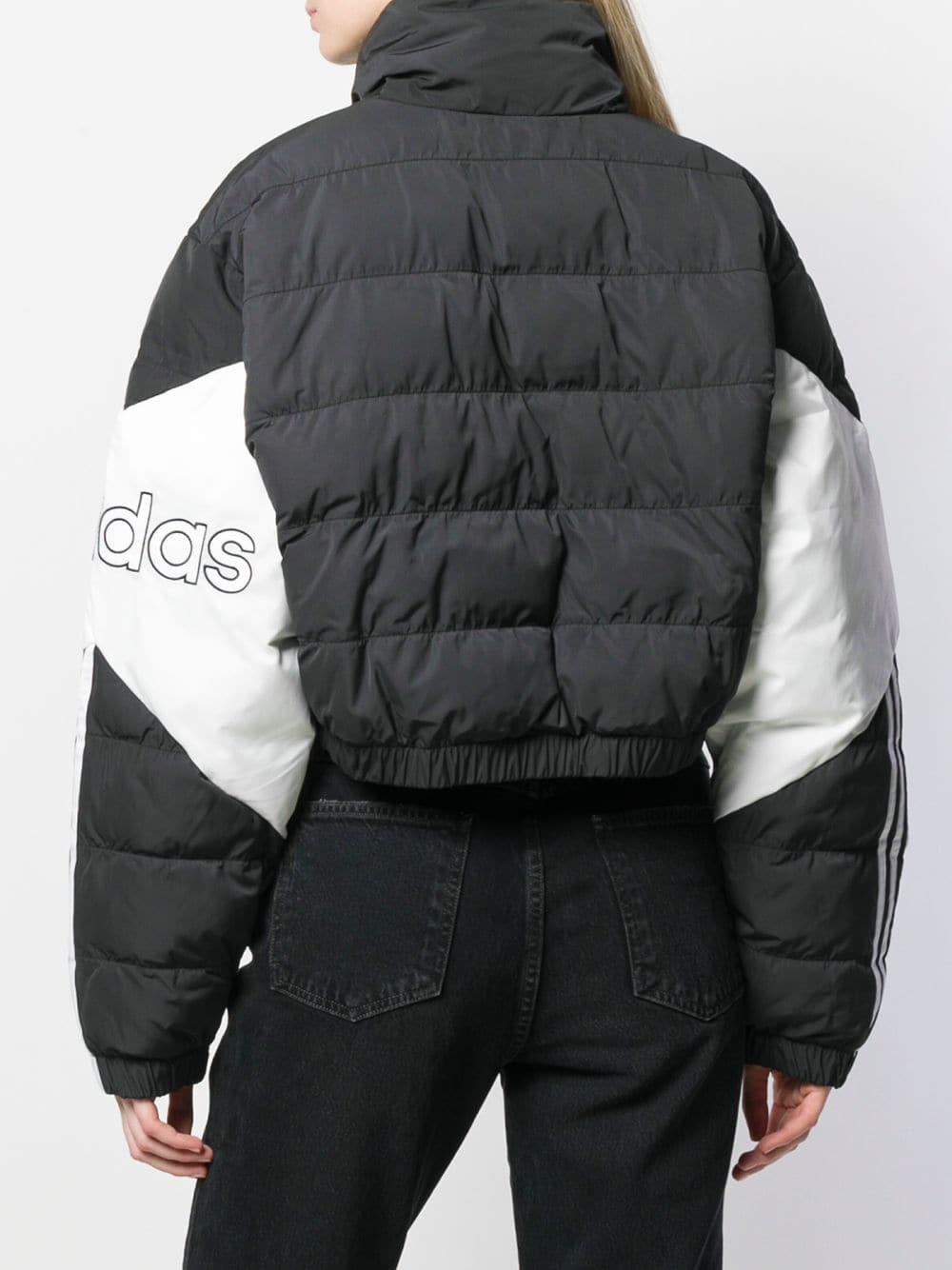 adidas Cropped Puffer Jacket in Black - Lyst