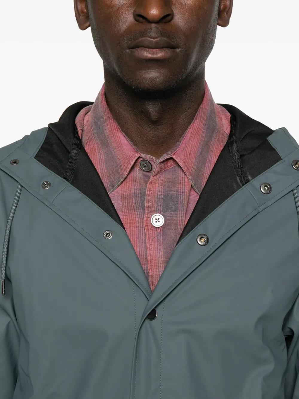 Rains Snap-Button Hooded Raincoat in Blue Lyst UK