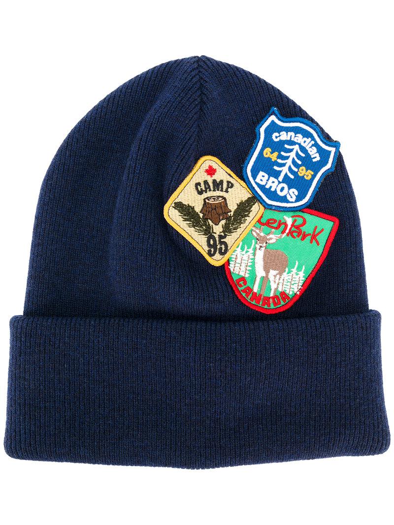 Lyst DSquared² Patch Embroidered Beanie Hat in Blue for Men