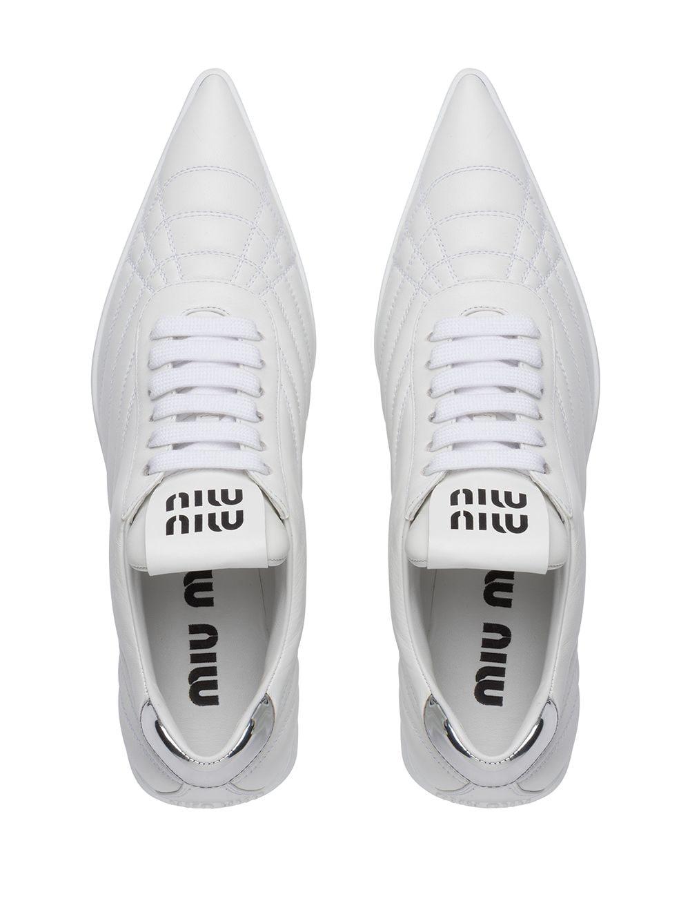 Miu Miu Mid-heel Pointed Toe Sneakers in White | Lyst