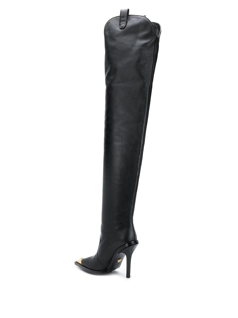 Versace V western Over the knee Boots in Black Lyst