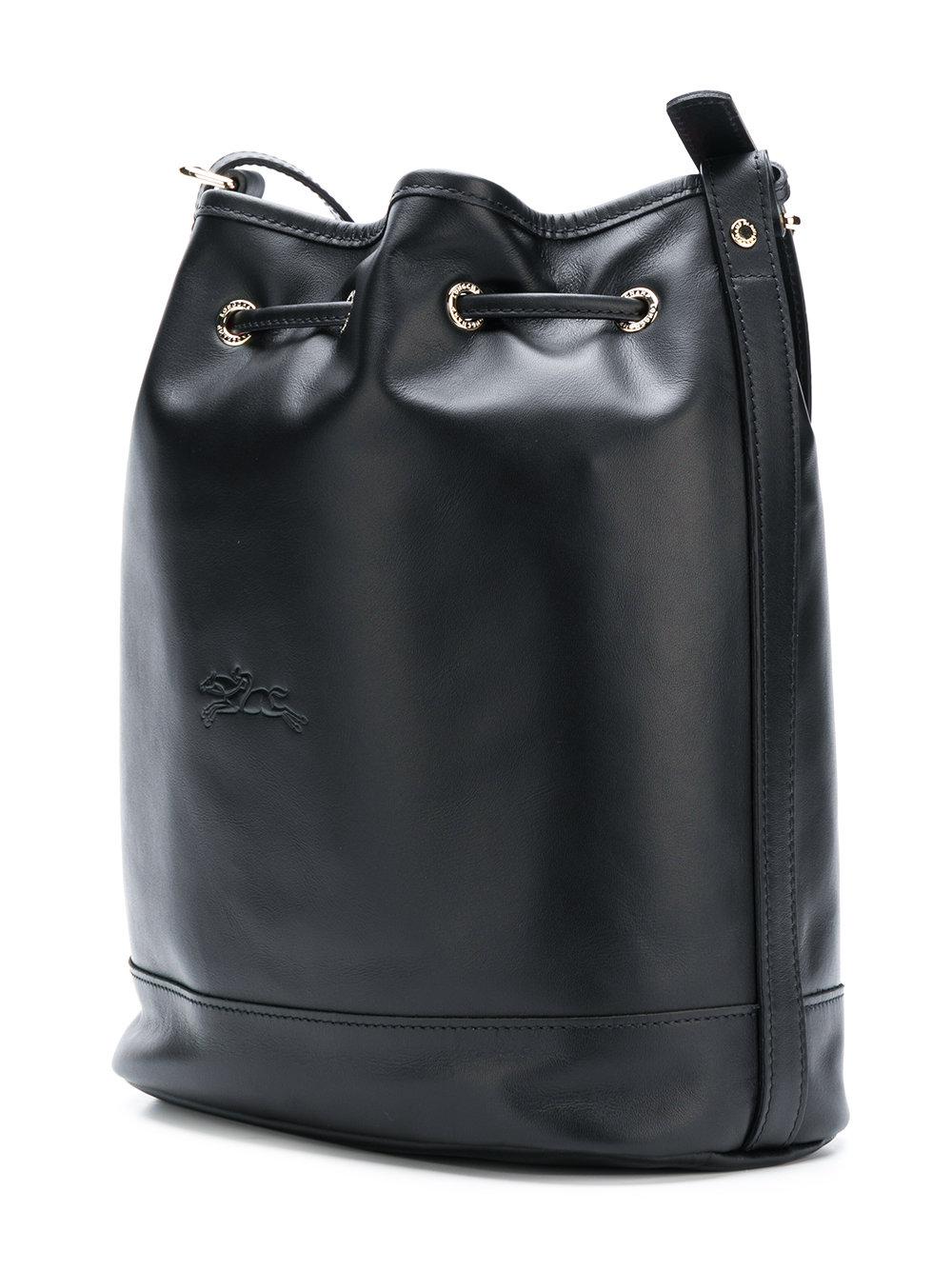 Longchamp Leather Drawstring Bucket Shoulder Bag in Black Lyst