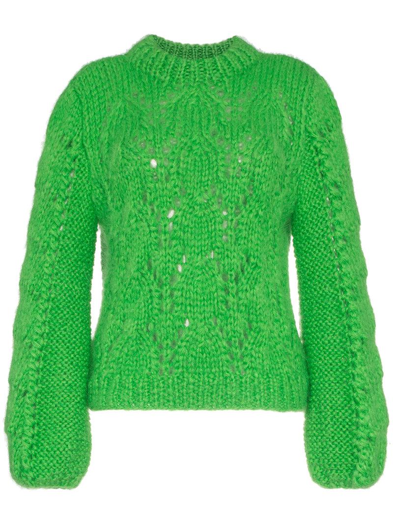 Ganni Julliard Mohair And Wool Sweater in Green - Lyst