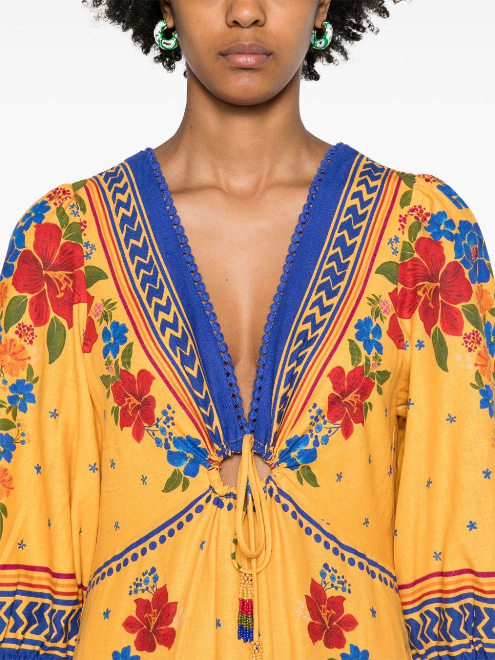 FARM Rio Floral Yard Tiered Maxi Dress in Yellow | Lyst