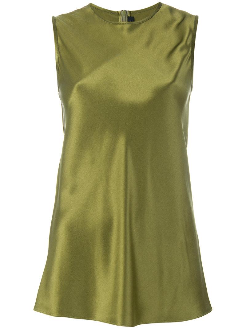 JOSEPH Sleeveless Satin Top in Green - Lyst