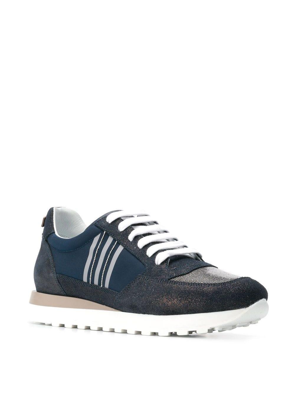 Peserico Leather Contrast Low-top Sneakers in Blue - Lyst