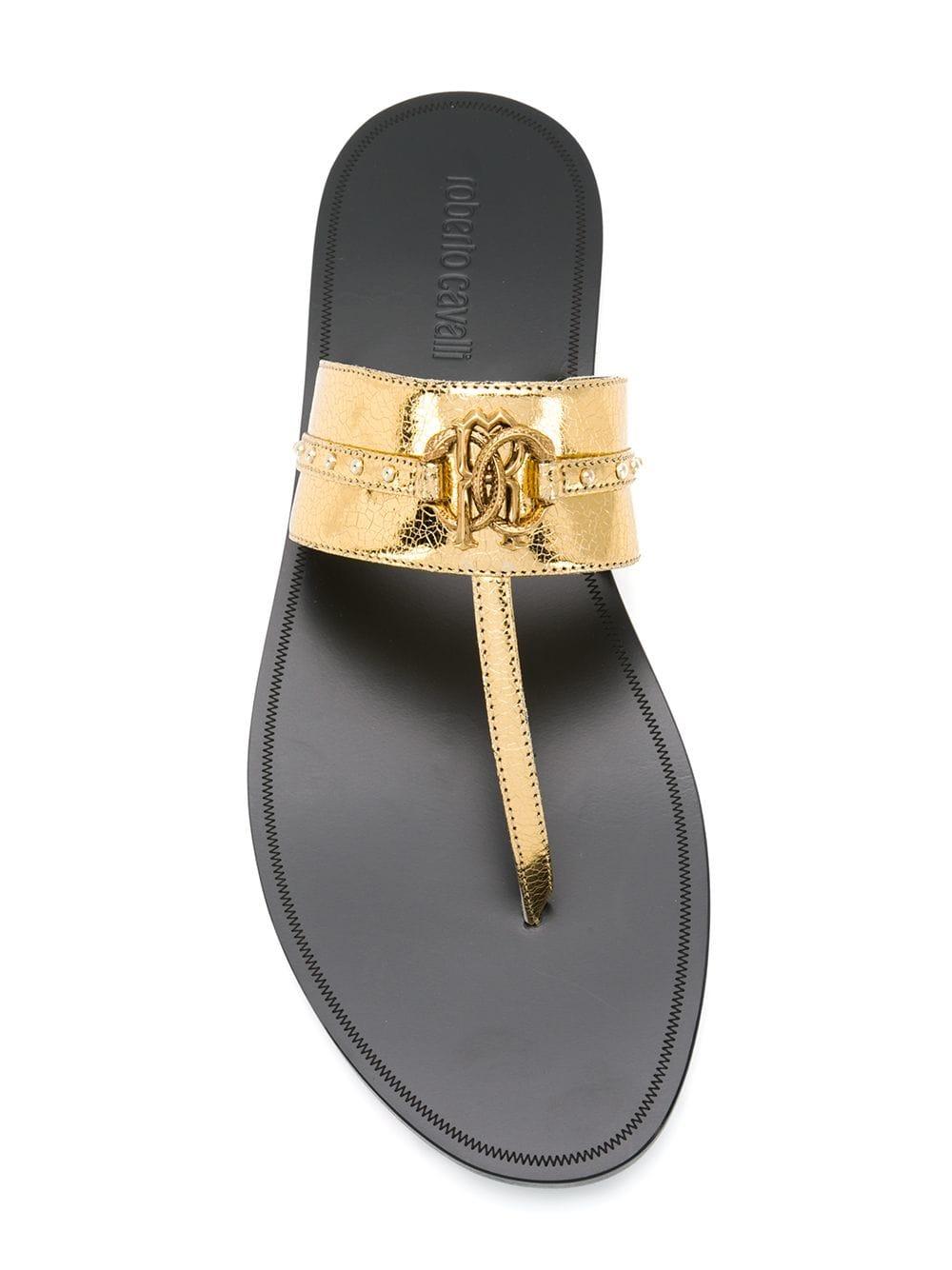 roberto cavalli flat sandals
