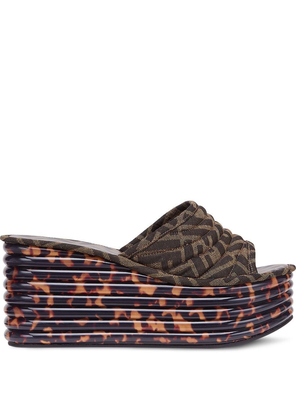 fendi promenade ff flat leather sandals