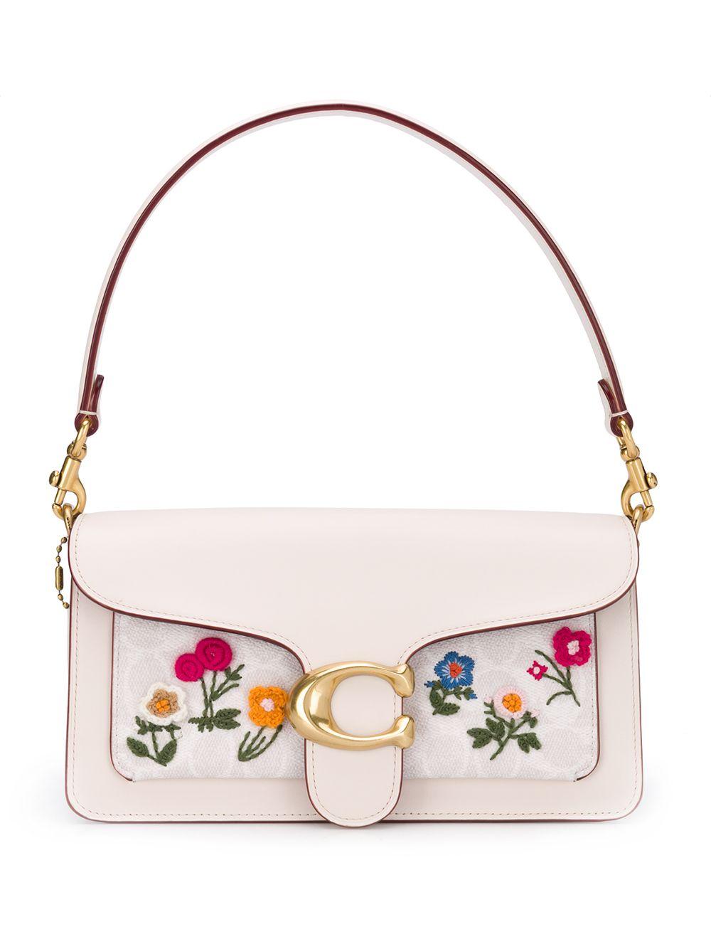 COACH Leather Embroidered Baguette Bag in White Lyst