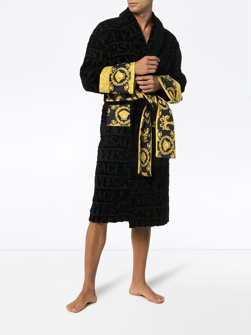 Albornoz con motivo barroco de marca Versace de hombre color Negro | Lyst