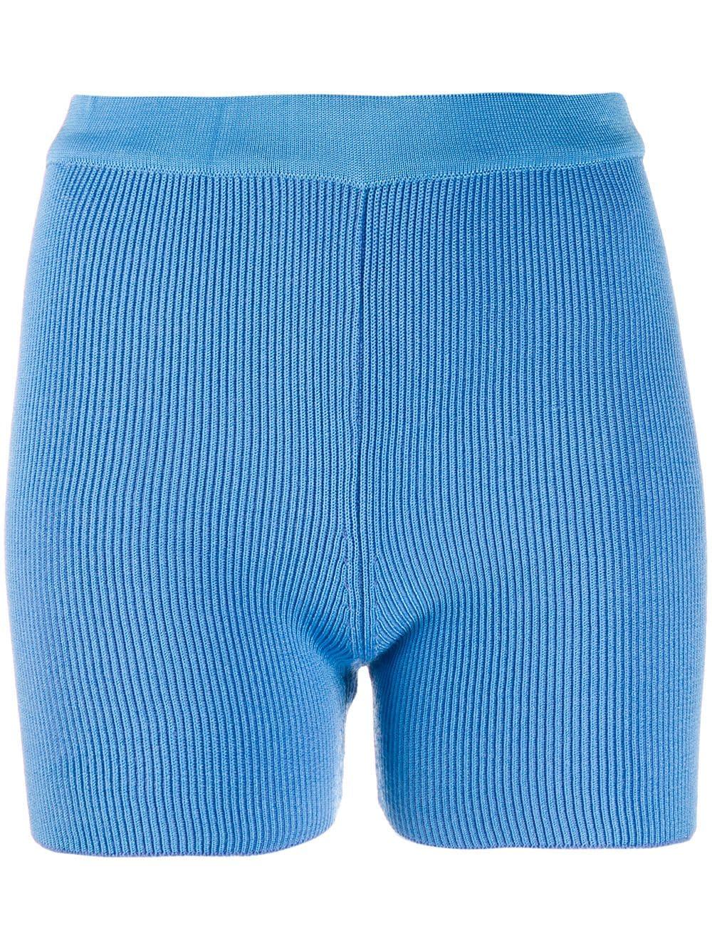 Jacquemus Wool Fitted Ribbed Shorts in Blue - Lyst
