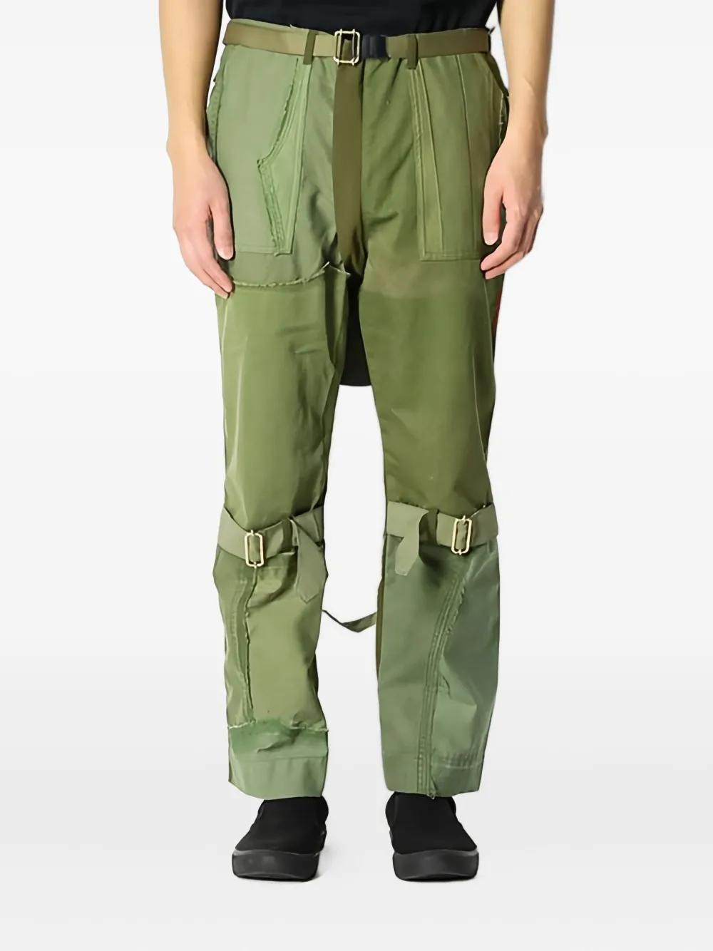 Children of the discordance Logo-Print Cargo Trousers in Green for