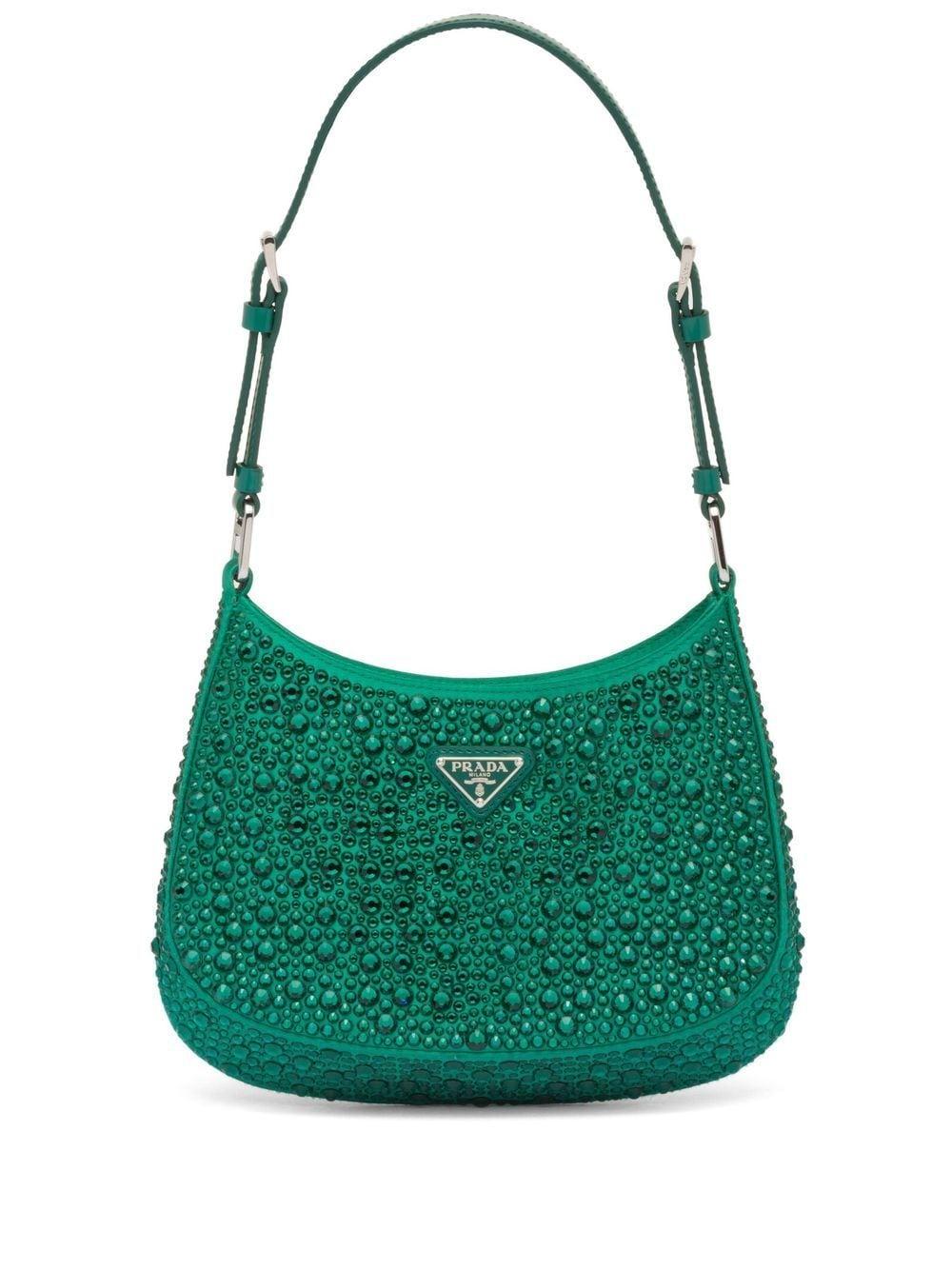 Prada Cleo Crystal-embellished Shoulder Bag in Green | Lyst