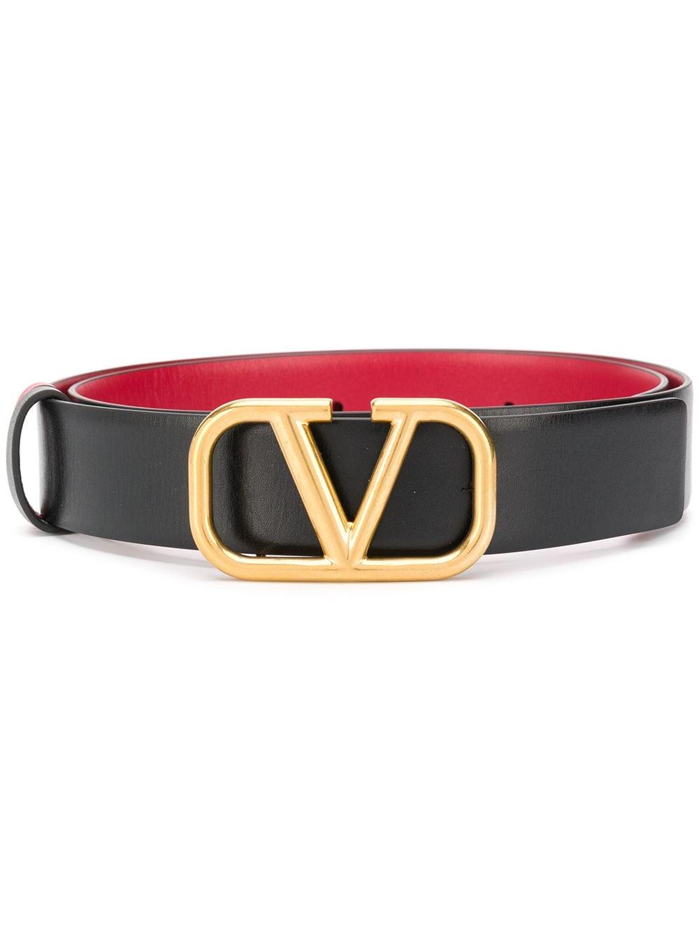 Reversible V-logo Leather Belt