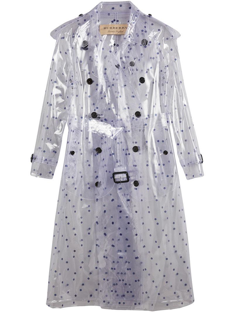 Burberry Leather Polka-dot Plastic Trench Coat in Blue | Lyst