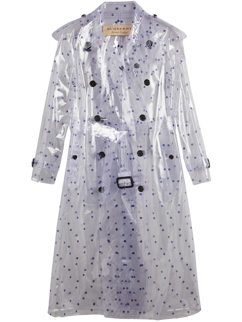 Burberry Polka-dot Plastic Trench Coat in Blue | Lyst