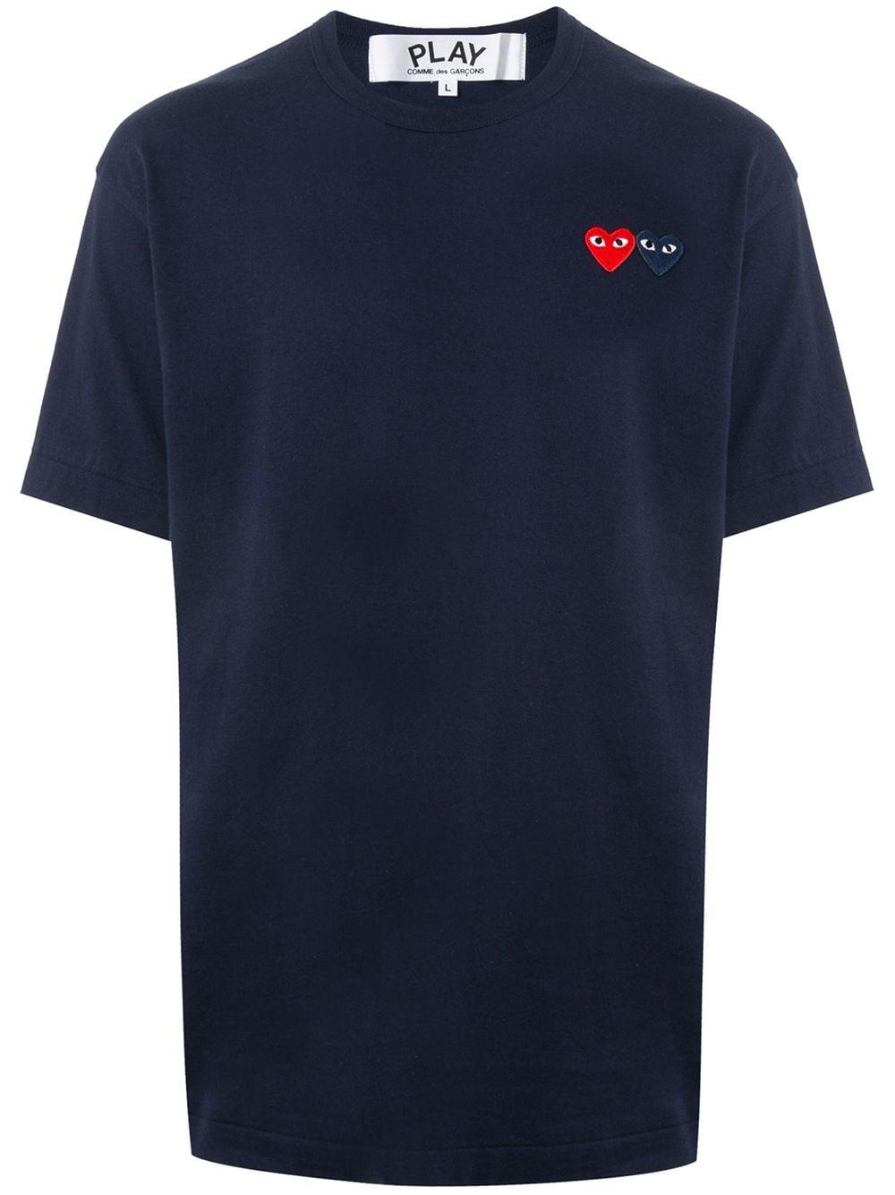 COMME DES GARÇONS PLAY Cotton Navy Double Heart T-shirt in Blue for Men ...