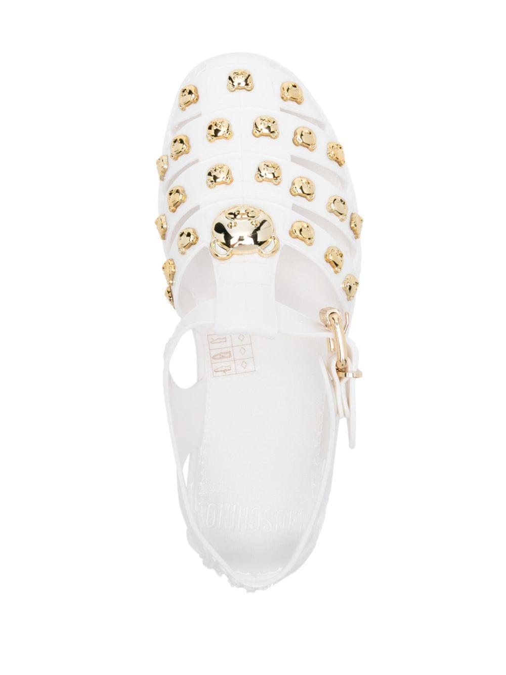 【関税込み】Moschino ホワイト Teddy Stud ジェリーサンダル Moschino White Teddy Stud Jelly Sandals Moschino