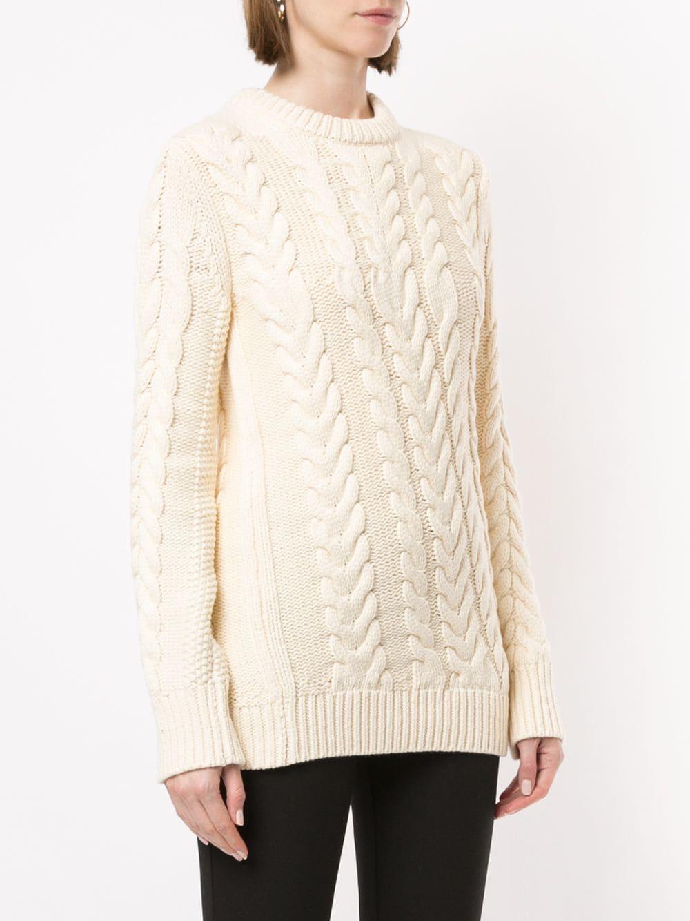 Theory Wool Twist Cable Knit Jumper In White Lyst