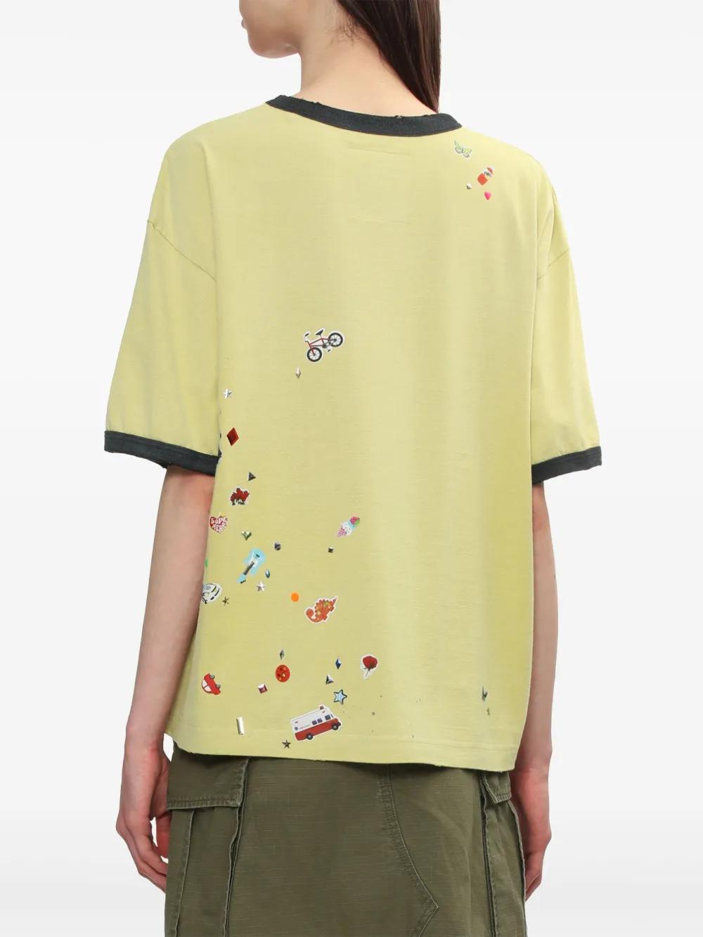 ミハラヤスヒロ　スマイリーミニTシャツ　イエロー Maison Mihara Yasuhiro Smiley Face-Print T-Shirt in Yellow