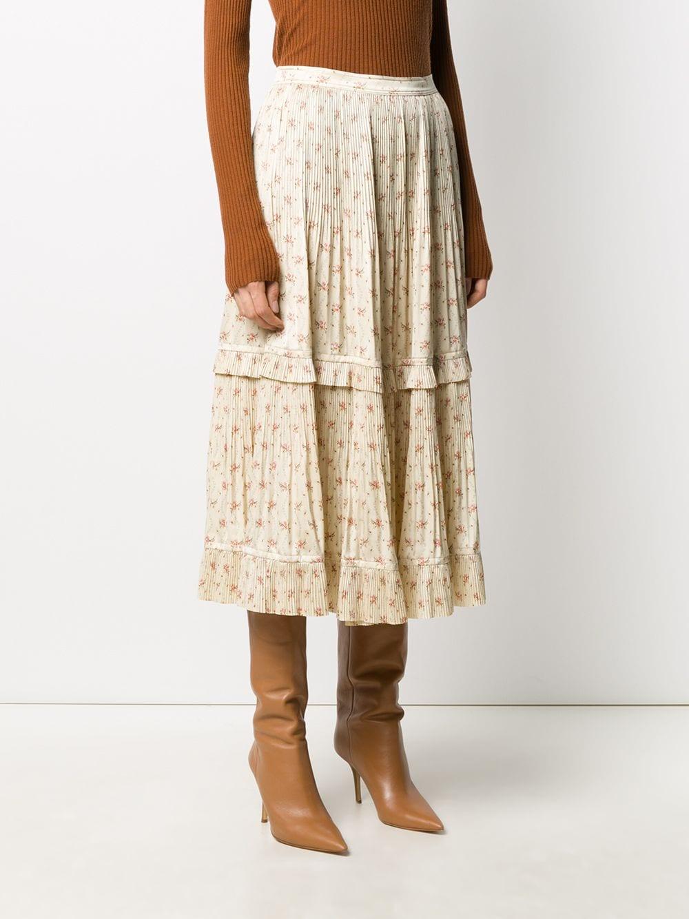 Polo Ralph Lauren Floral Print Pleated Skirt in Natural - Lyst