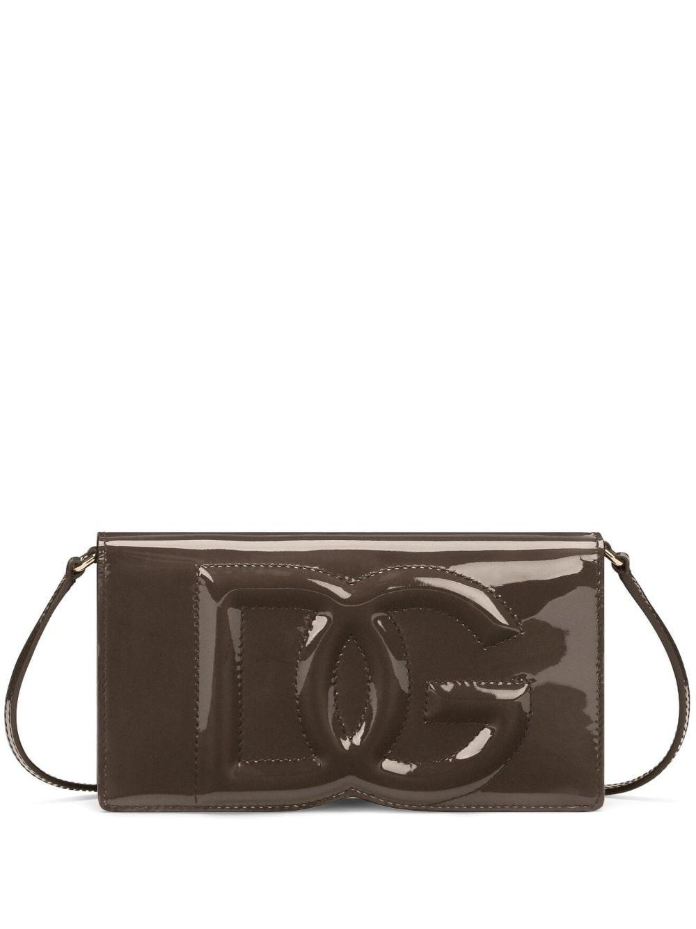 Dolce & Gabbana Dg-logo Patent-leather Shoulder Bag in Brown