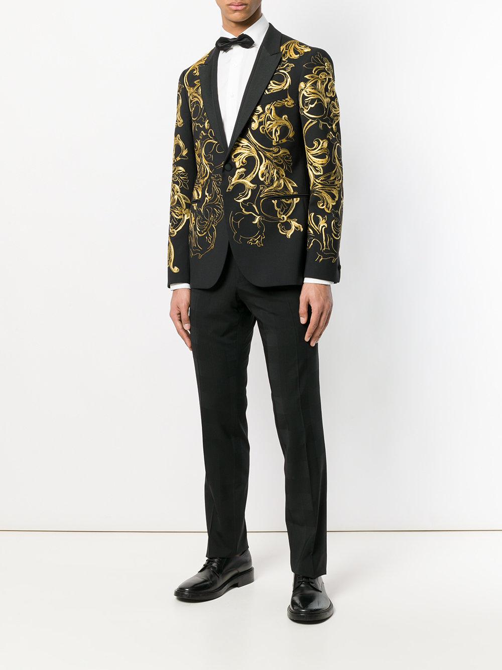 Versace Brocade Tuxedo Blazer in Black for Men | Lyst