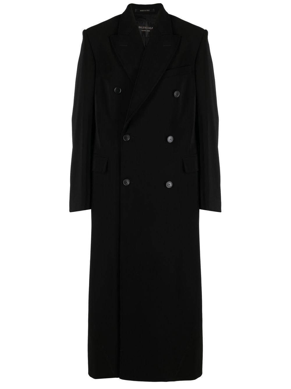 Balenciaga Double-breasted Peak-lapel Coat in Black for Men | Lyst