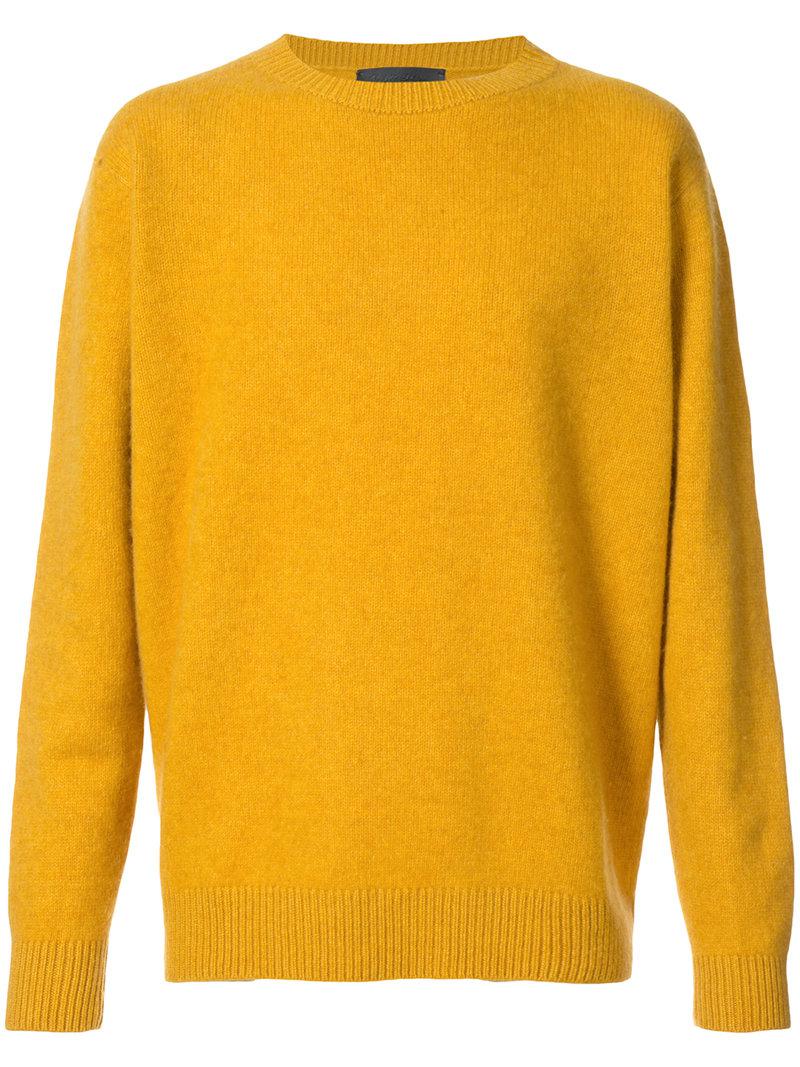 Lyst The Elder Statesman Crew Neck Jumper in Yellow for Men