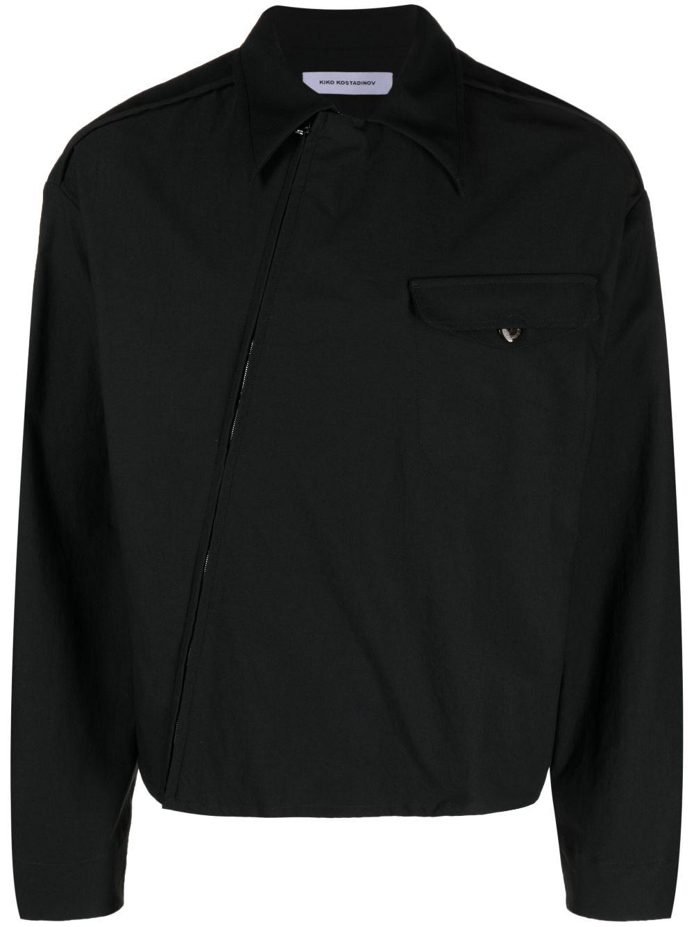 Kiko Kostadinov Murad Asymmetric Zip-up Jacket in Black for