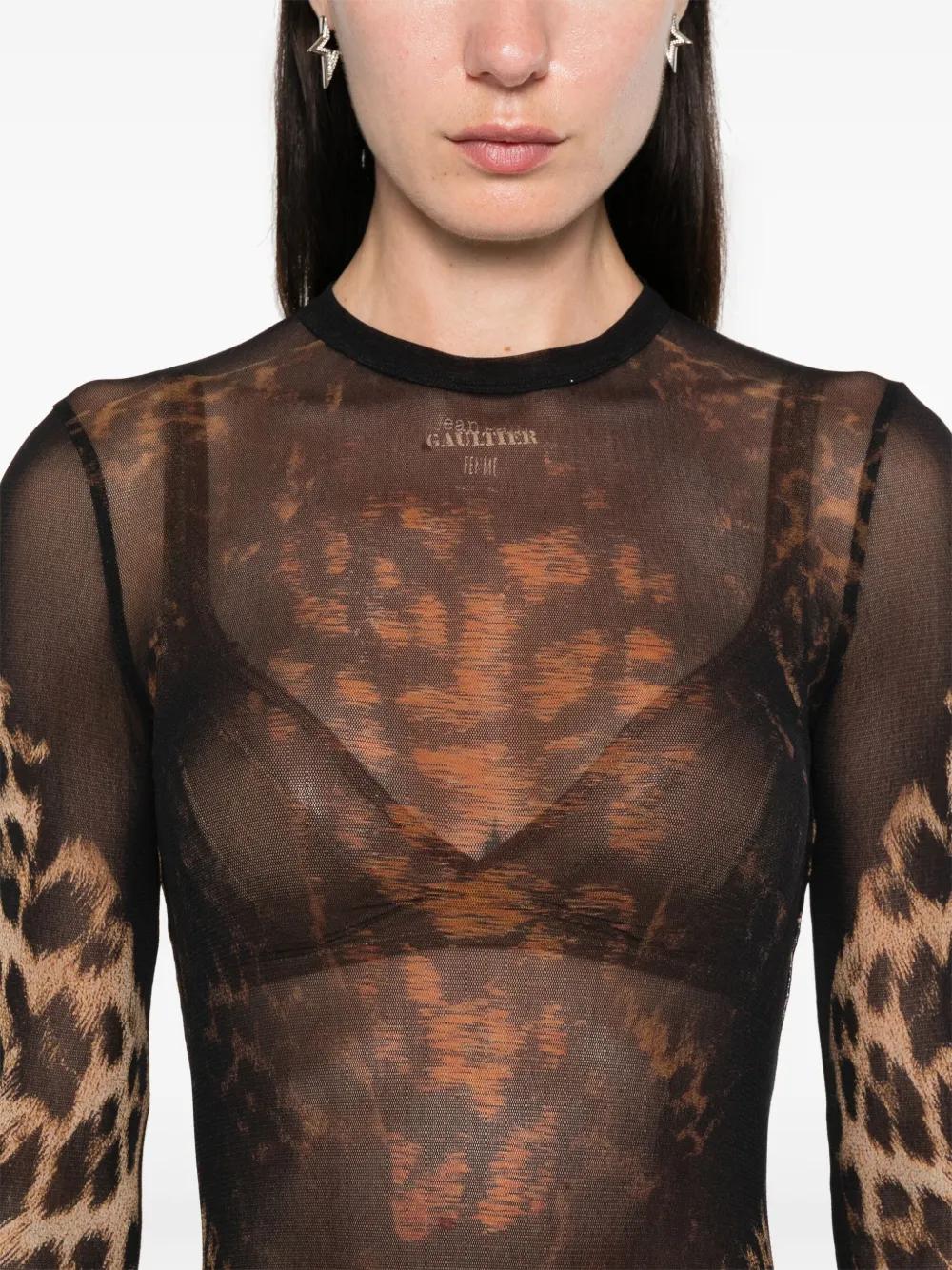 Jean Paul Gaultier Leopard Print Top in Black | Lyst