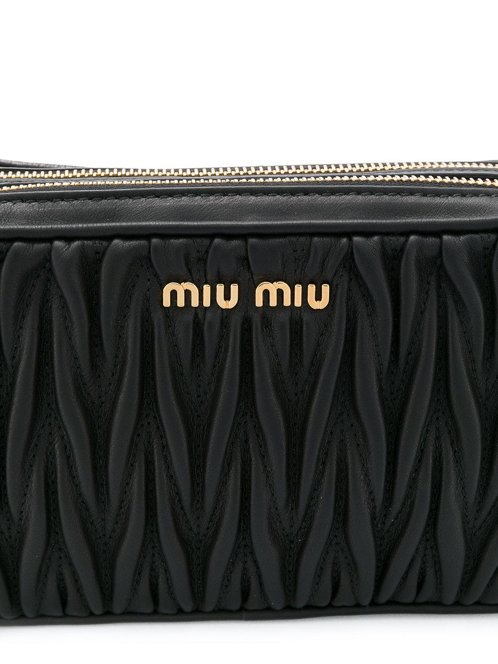 Miu Miu Black Matelasse Double Zipped Cross Body Bag Miu Miu