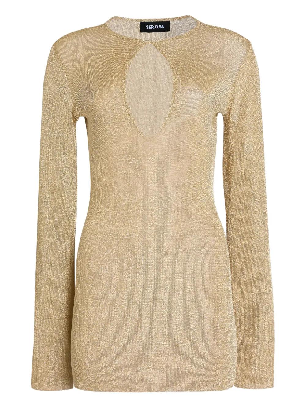 emeri metallic knit mini dress SEROYA Emeri Metallic Dress in Rust