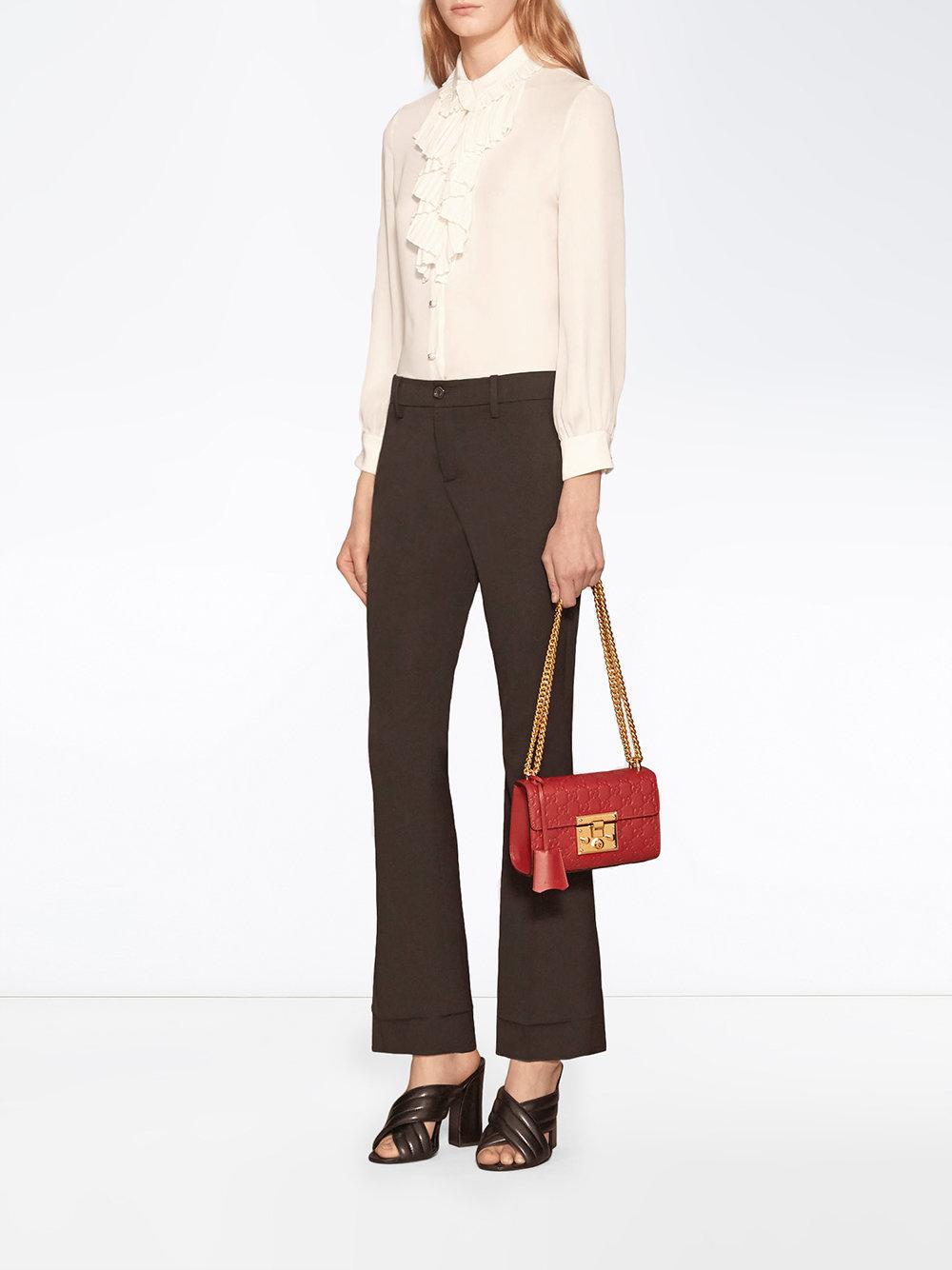 Gucci Small Padlock Signature Leather Shoulder Bag in Red Lyst UK