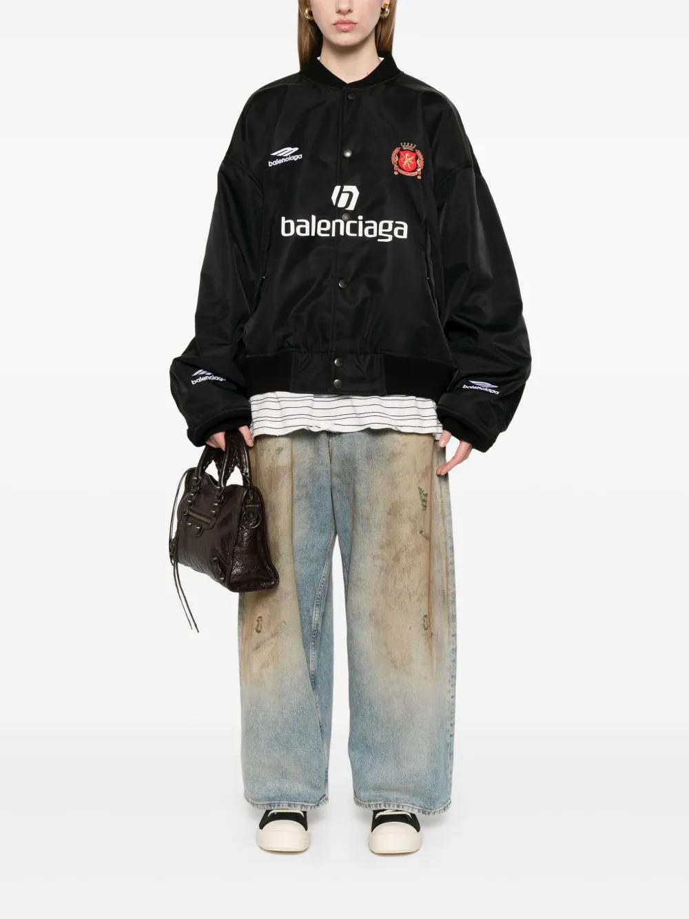Balenciaga Soccer Varsity Jacket in Black | Lyst Balenciaga Soccer Varsity Jacket in Black | Lyst