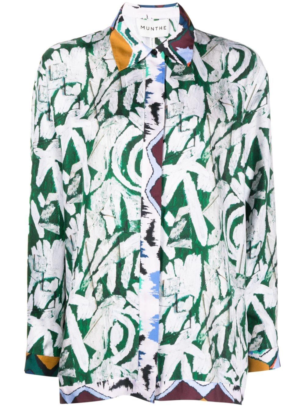 Munthe Abstract-print Silk Blouse in Green | Lyst