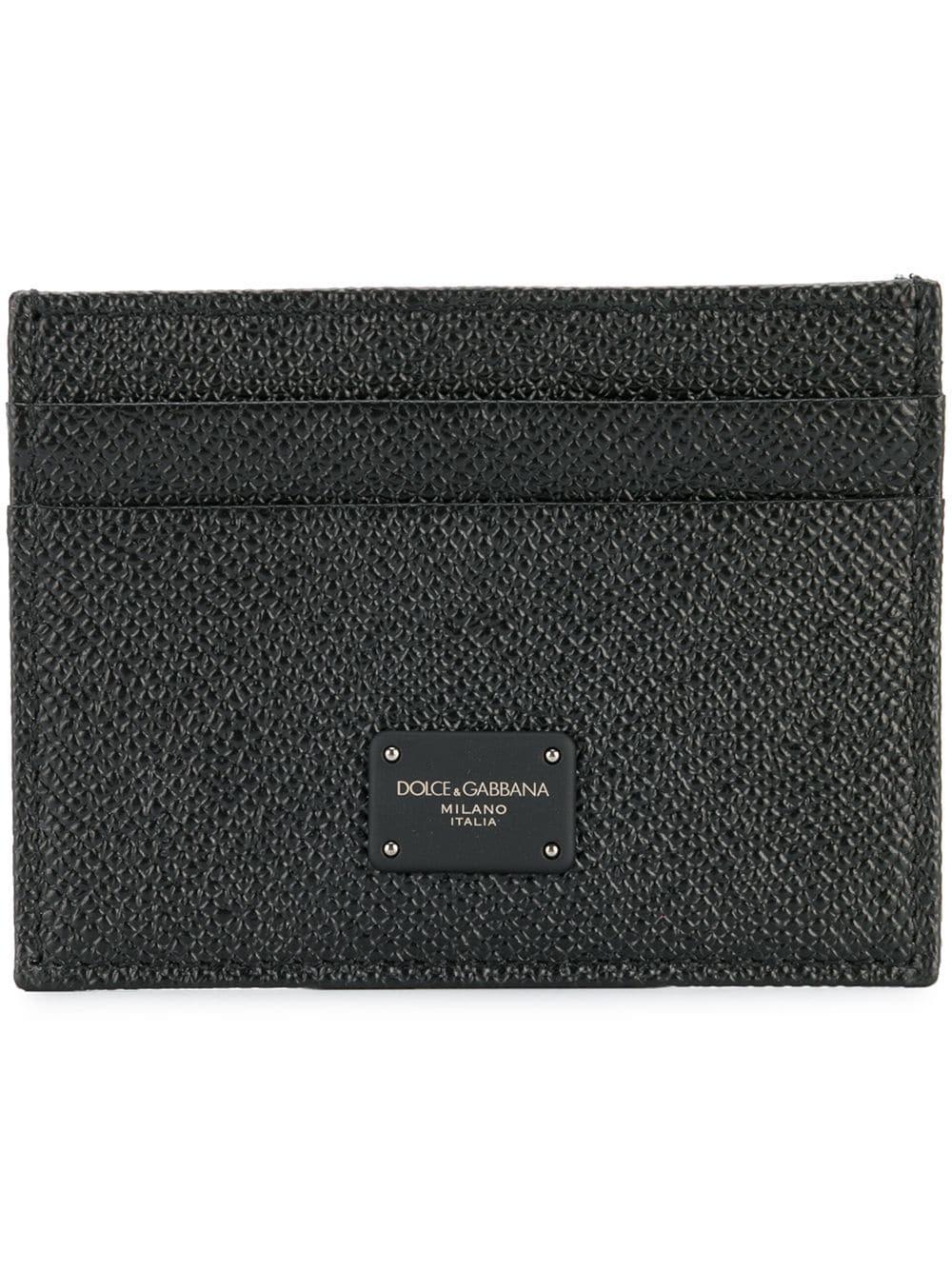 Dolce & Gabbana Flat Pebbled Leather Card Case in Black for Men | Lyst