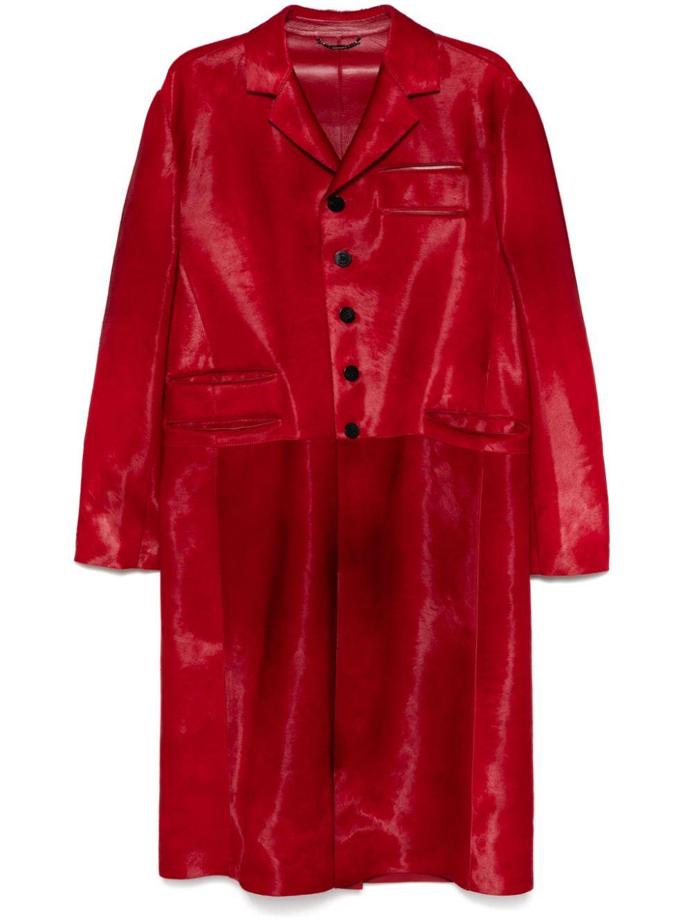 Versace メンズ レッド ブラッシュド コート コート 