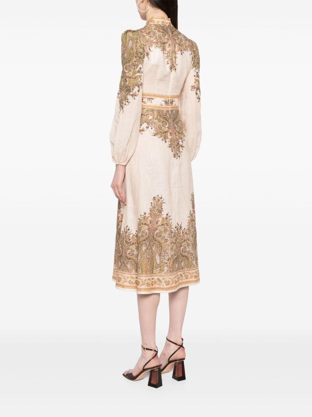 Zimmermann Natura Buttoned Midi Dress in Natural | Lyst