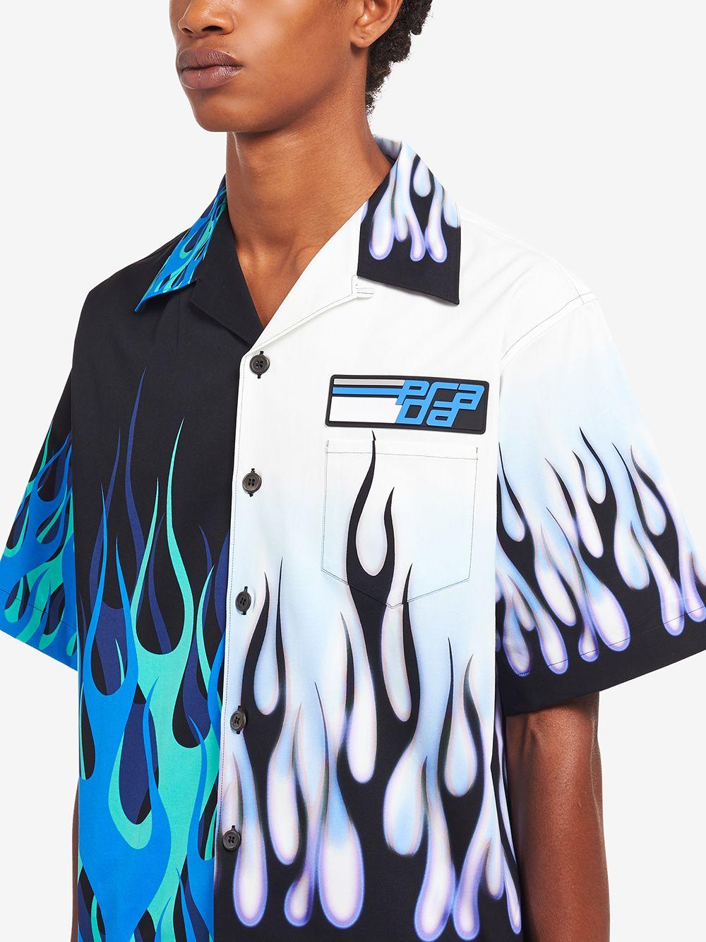 Prada Double Match Flames Print Shirt in Blue for Men | Lyst