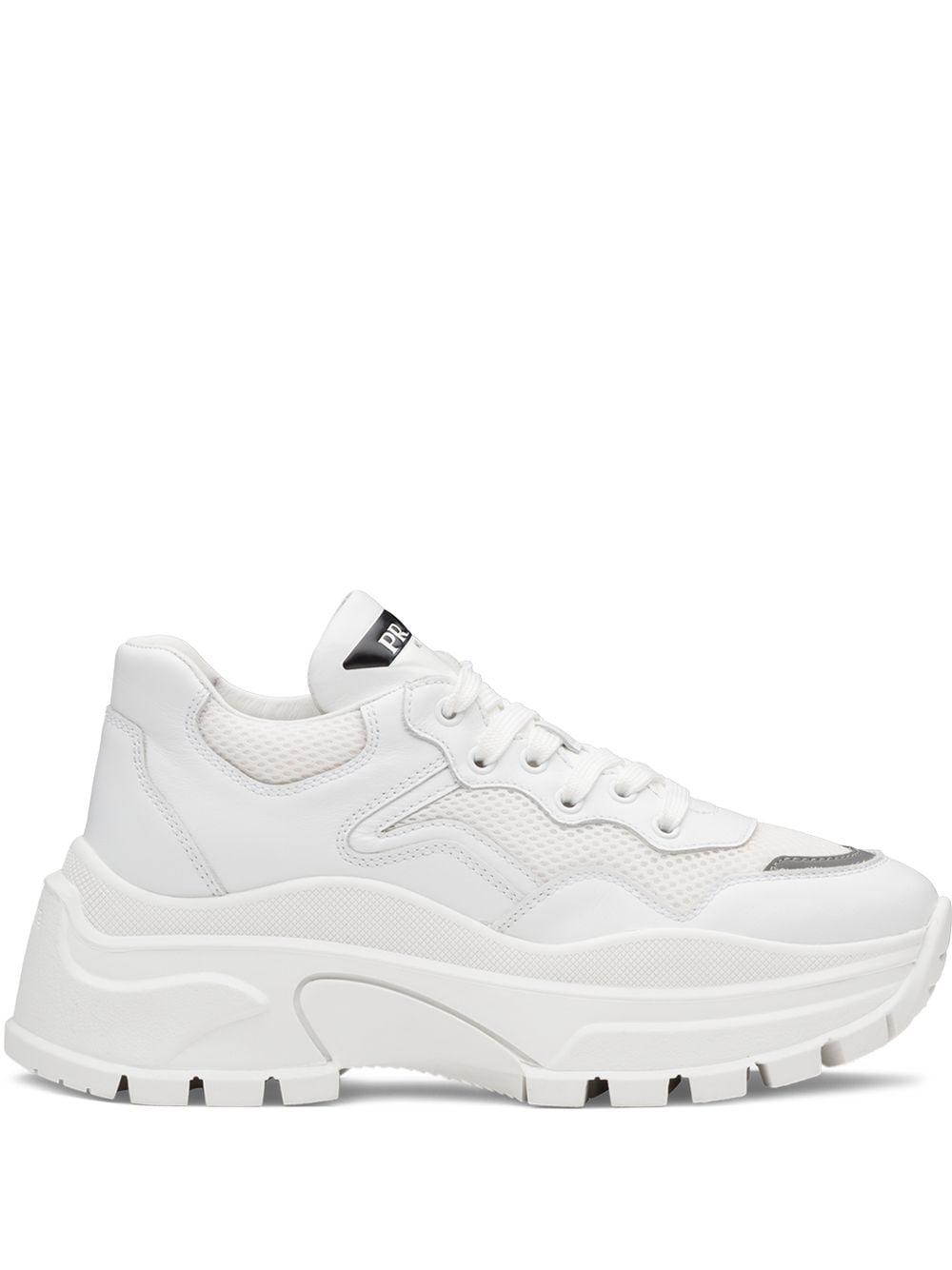 Prada Chunky Panelled Sneakers in White | Lyst
