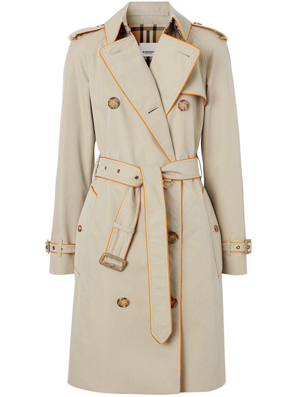 Burberry Piped Cotton Gabardine Trench Coat in Honey (Natural) | Lyst