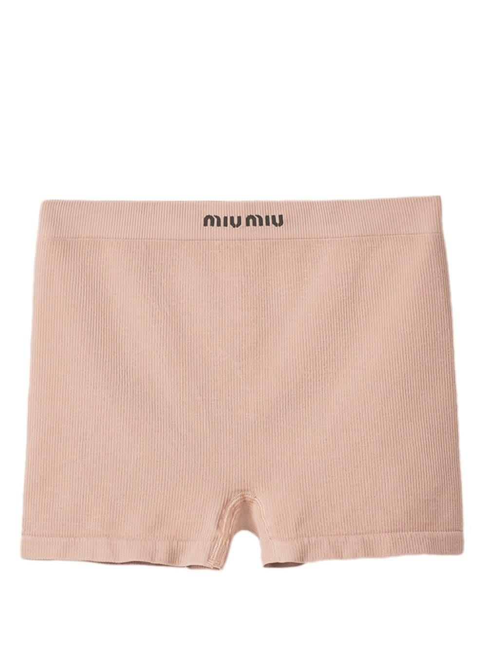 Miu Miu Seamless Ribbed Cotton Boxers in Pink