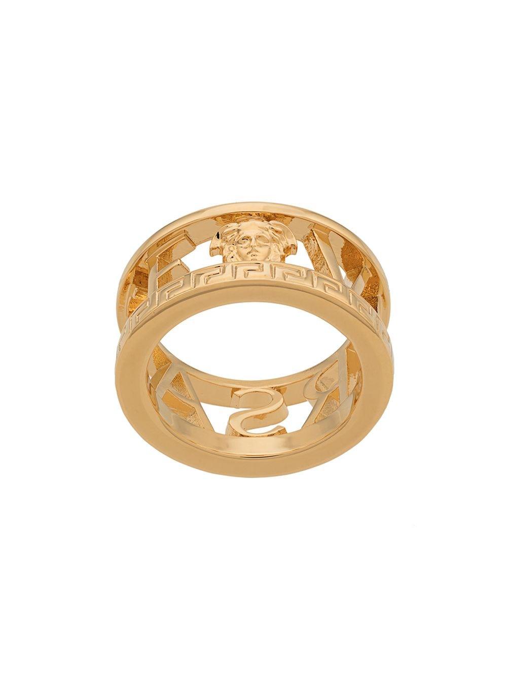 Versace Medusa Logo Lettering Ring in Gold (Metallic) for Men - Lyst