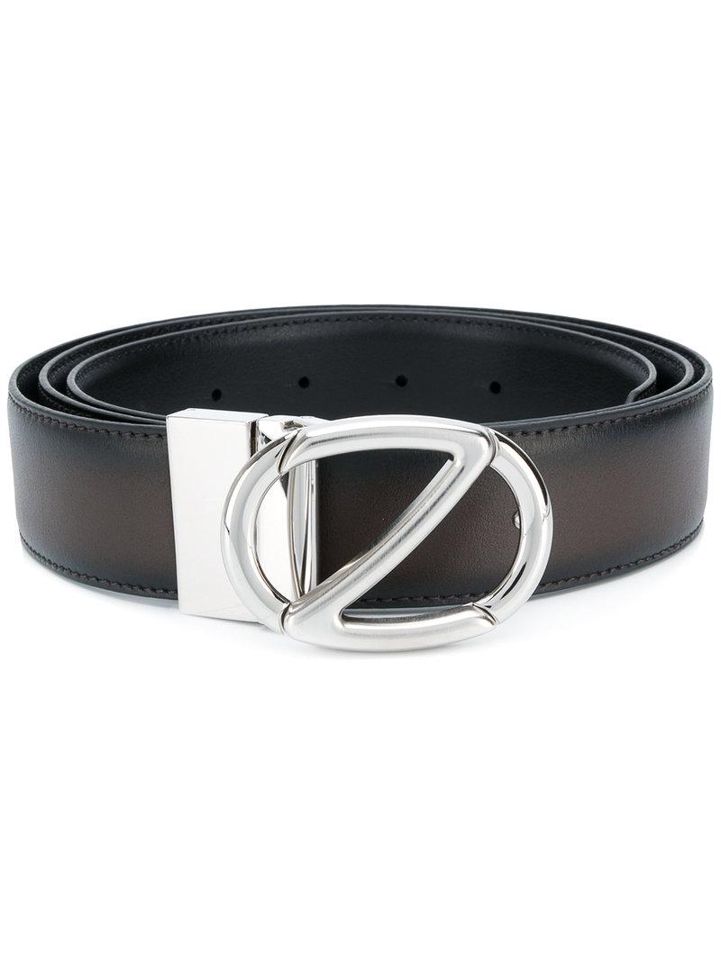 Z Zegna Leather Logo Plaque Belt in Brown for Men - Lyst
