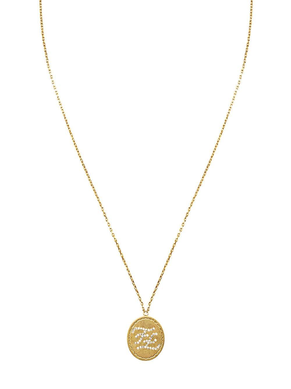 Fendi Crystal Ff Logo Pendant Necklace in Metallic for Men - Lyst