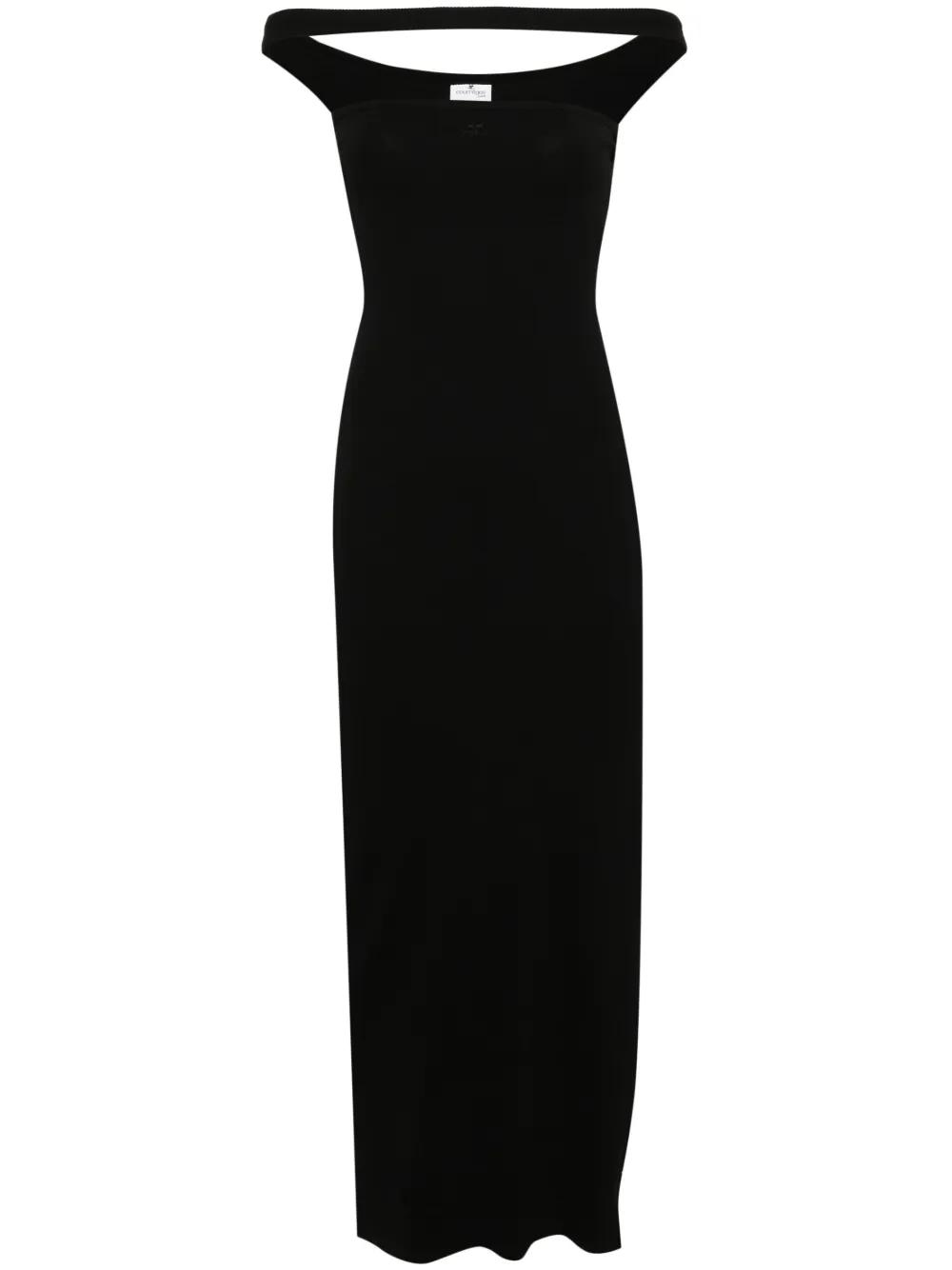90s black maxi dress 90s Black Dress Fredericks of Hollywood Sheer Spiral Top – RareJule Vintage main image 1