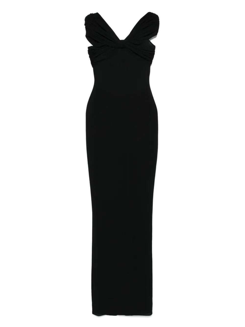 Monot Off-Shoulder Sheer Maxi Dress in Black | Lyst
